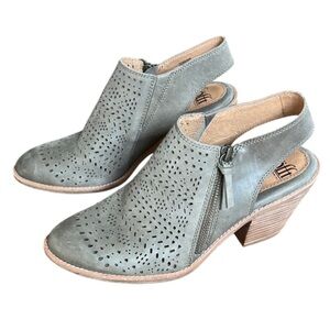 Sofft Tensley Distressed Leather Perforated Gray Slingback Clog/Bootie- 8.5